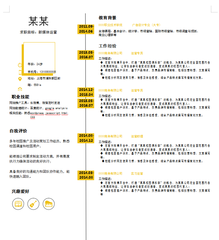 活动运营策划简历撰写指南