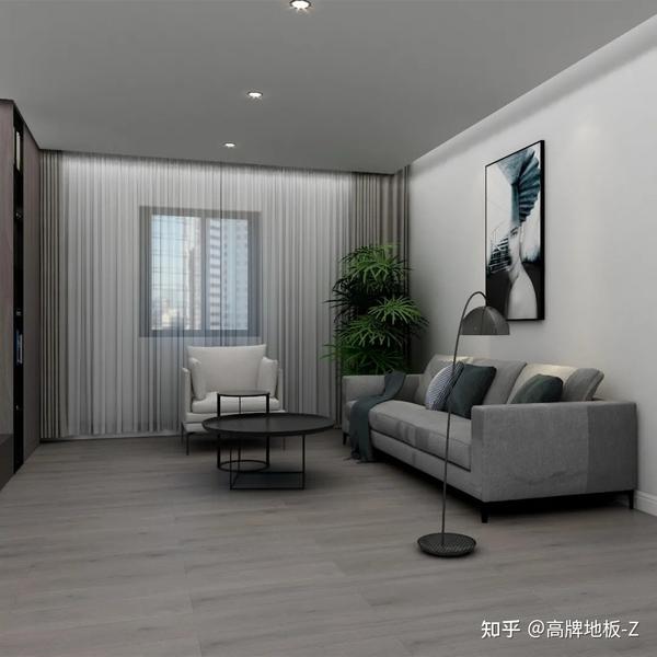 灰色木地板效果图，现代家居的时尚之选